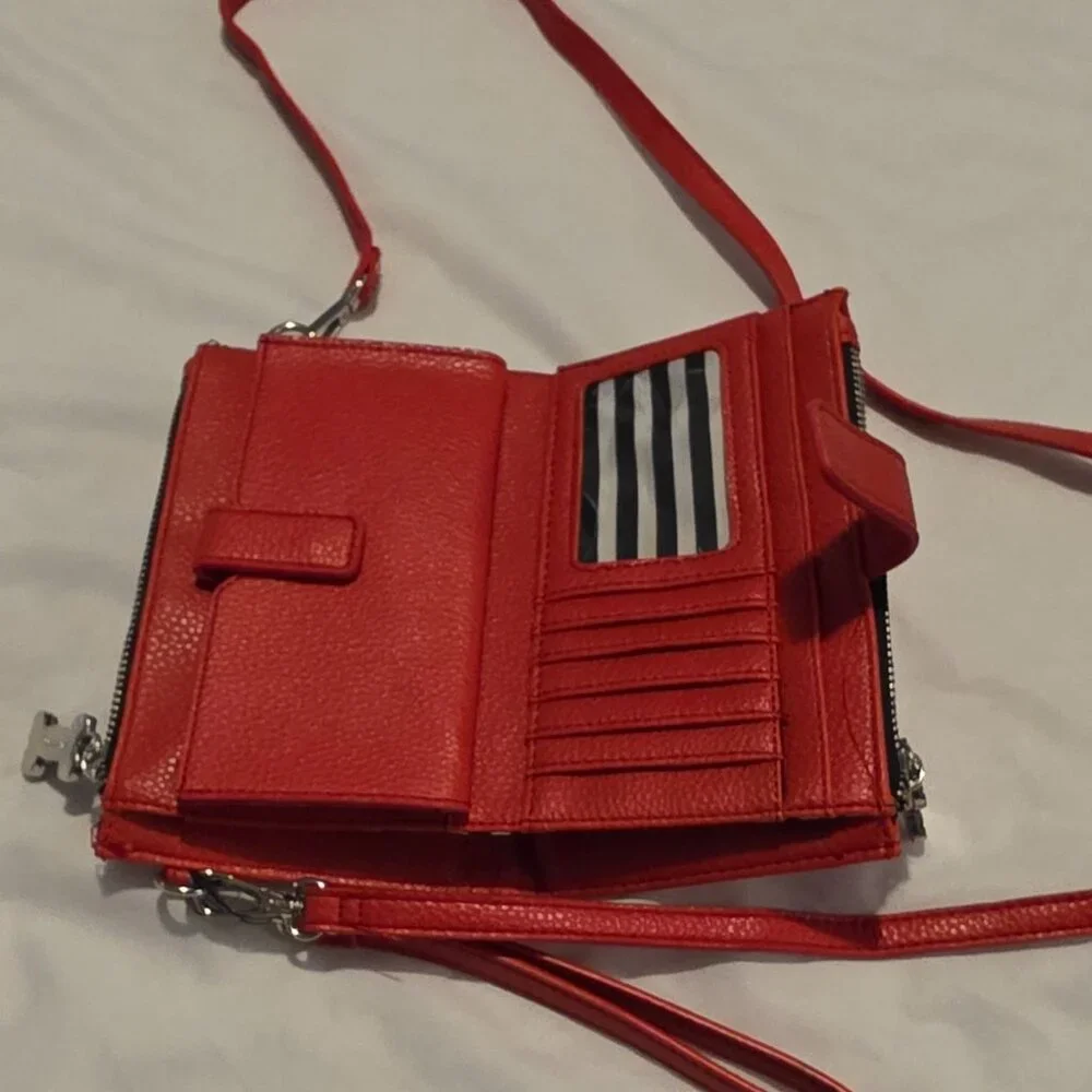 Marc Tetro Crossbody Wristlet Wallet Purse Dog Red Kitschy